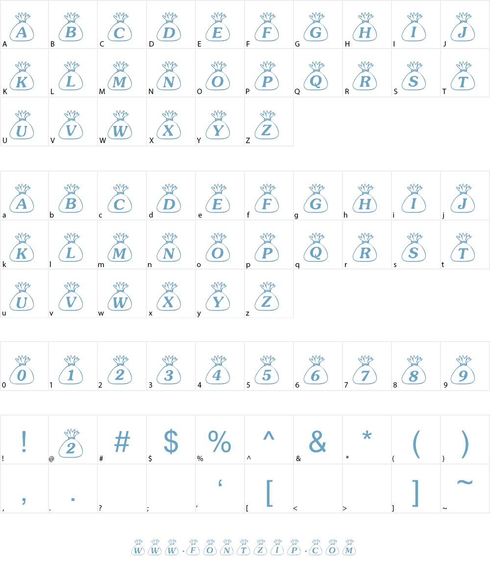 101! Loot BagZ Font Character
